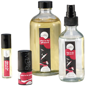 MBeze Aim To Be Pleased Deluxe Collection including perfume, Deodorette, Body OIl, and Body Mist