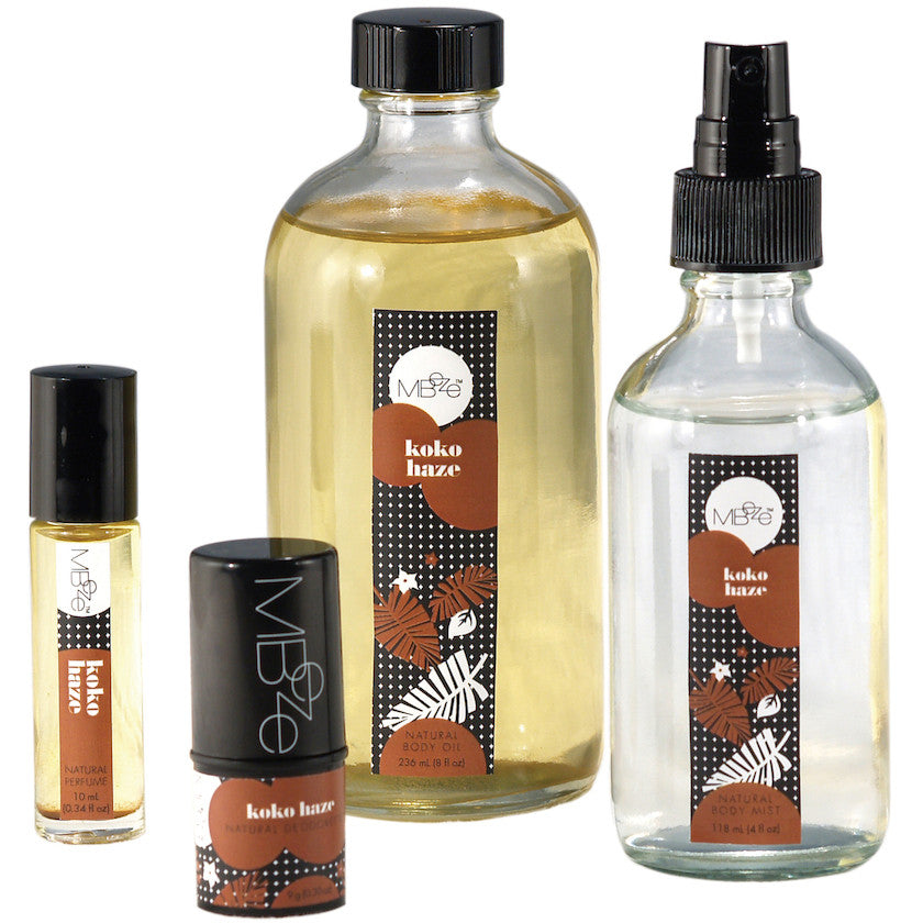 MBeze Koko Haze Deluxe Collection, including Perfume, Deodorette, Body Oil, and Body Mist.